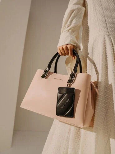 Charles & Keith Cameron Double Top Handle Bag - Pink hover