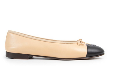 Chanel Black & Nude Ballerina Flats hover