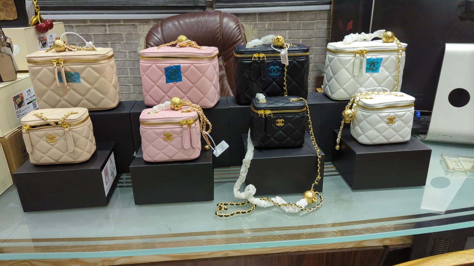 Chanel Mini Square Vanity Case Caviar (Black + Pink + Beige + White)