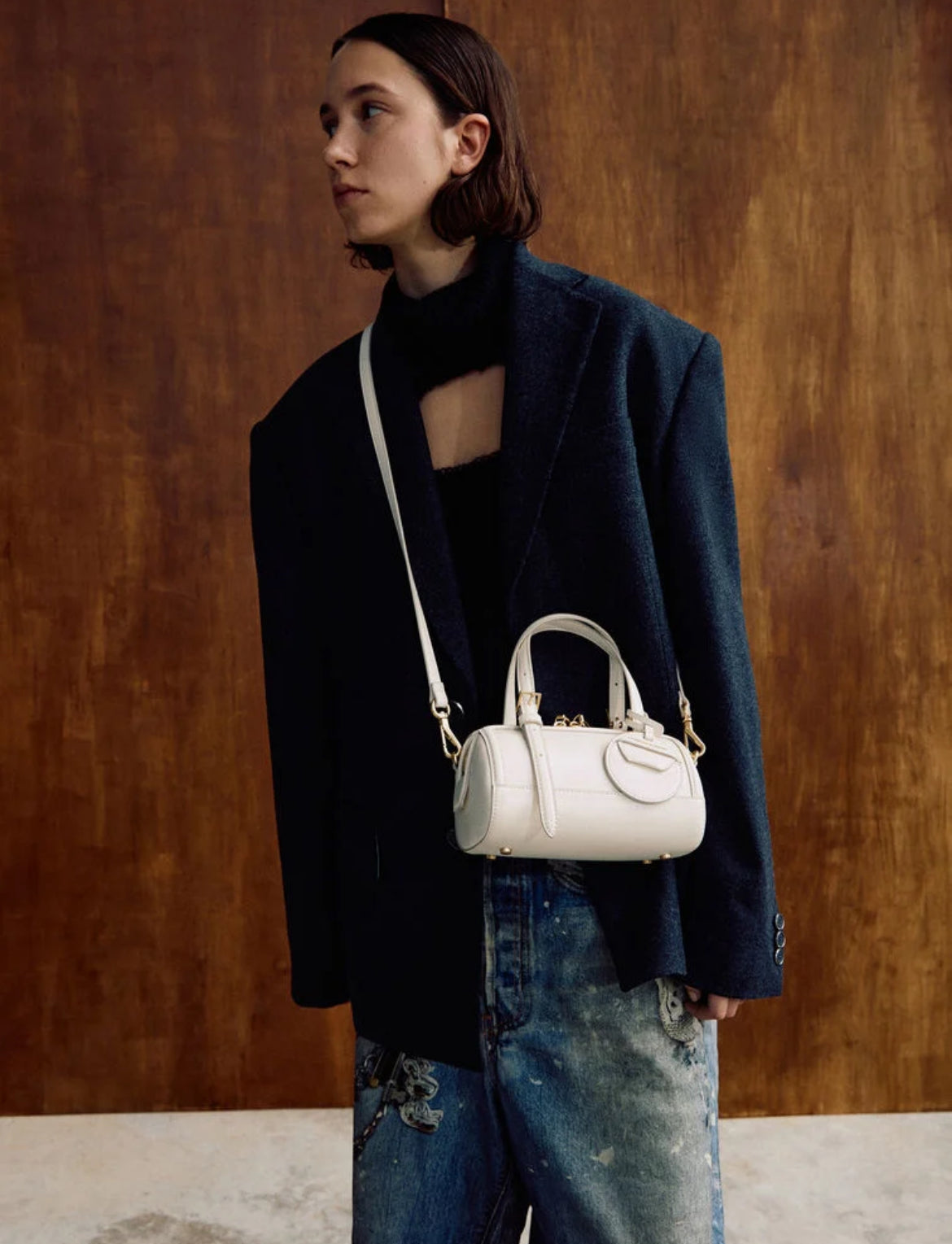 Charles & Keith Enola Bowling Bag - Cream