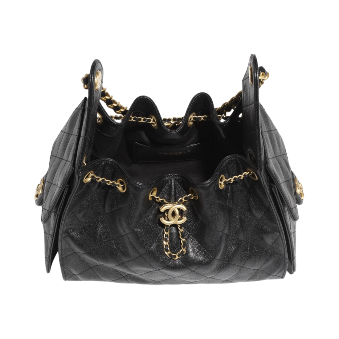 Chanel 25 Small Handbag Grained Calfskin & Gold Black