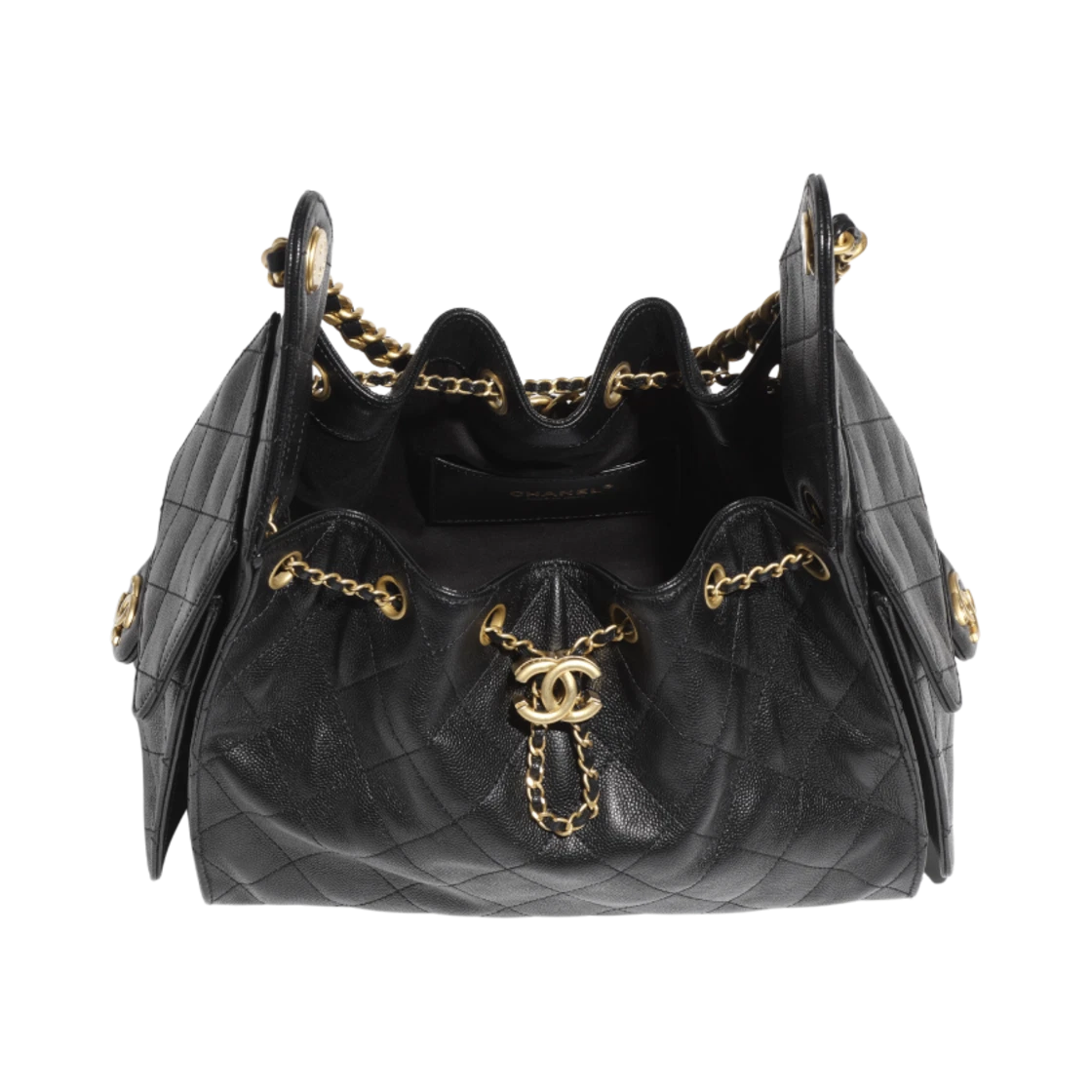 Chanel 25 Small Handbag Grained Calfskin & Gold Black