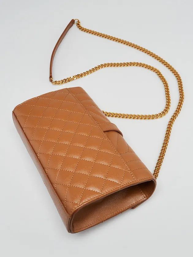 Saint Laurent Chevron TriQuilted Grained Leather Envelope Crossbody Bag