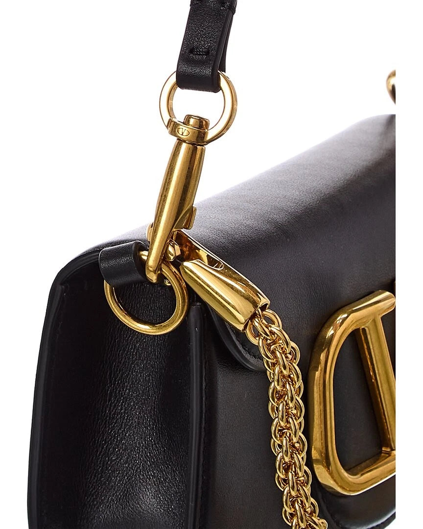 Valentino Vlogo Loco Small Leather Shoulder Bag Women's Black