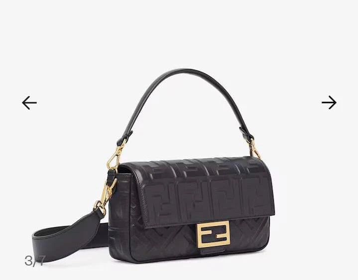 FENDI Medium Baguette Chain Shoulder Bag - Black