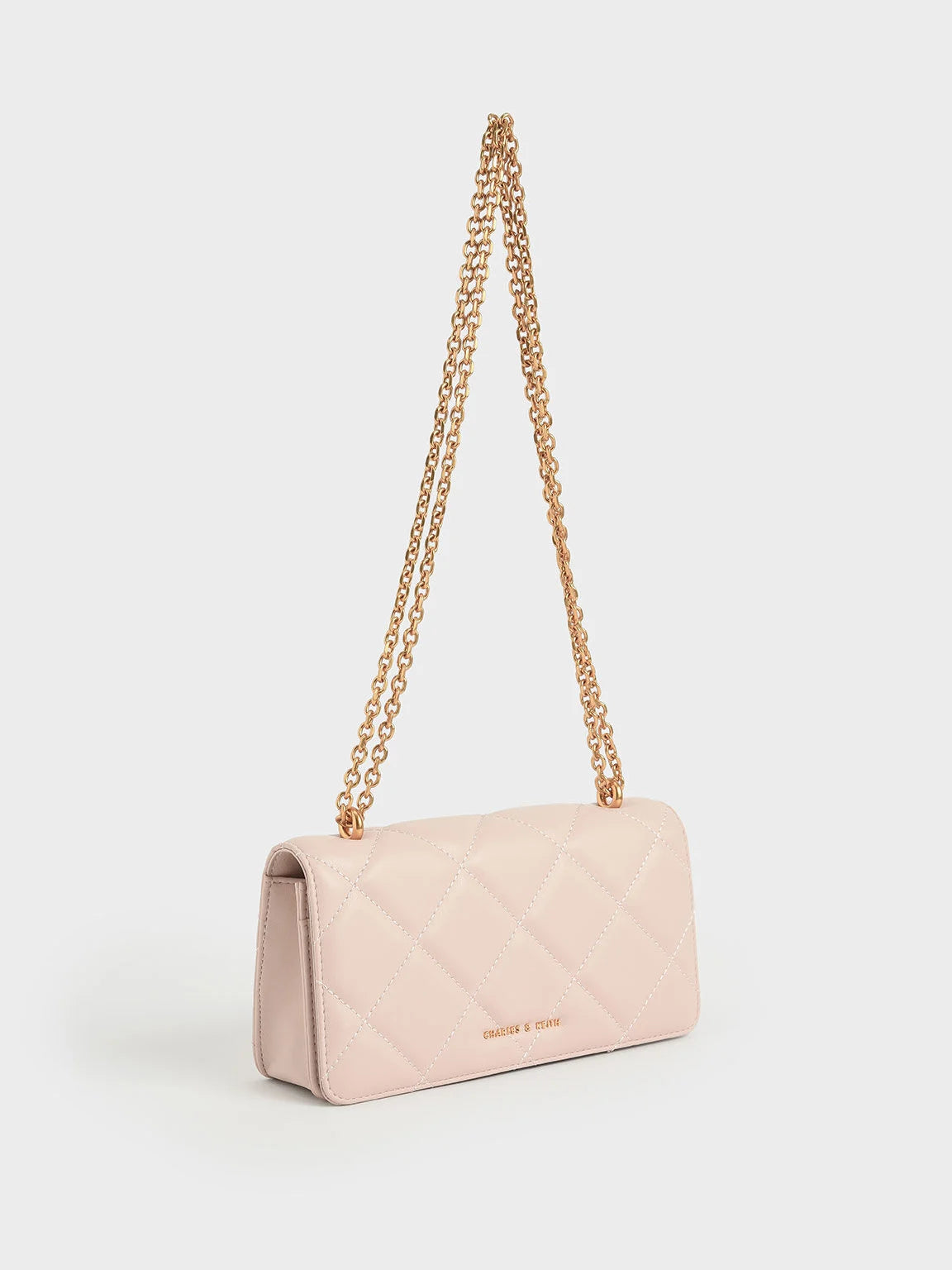 Paffuto Chain Handle Quilted Long Wallet - Light Pink