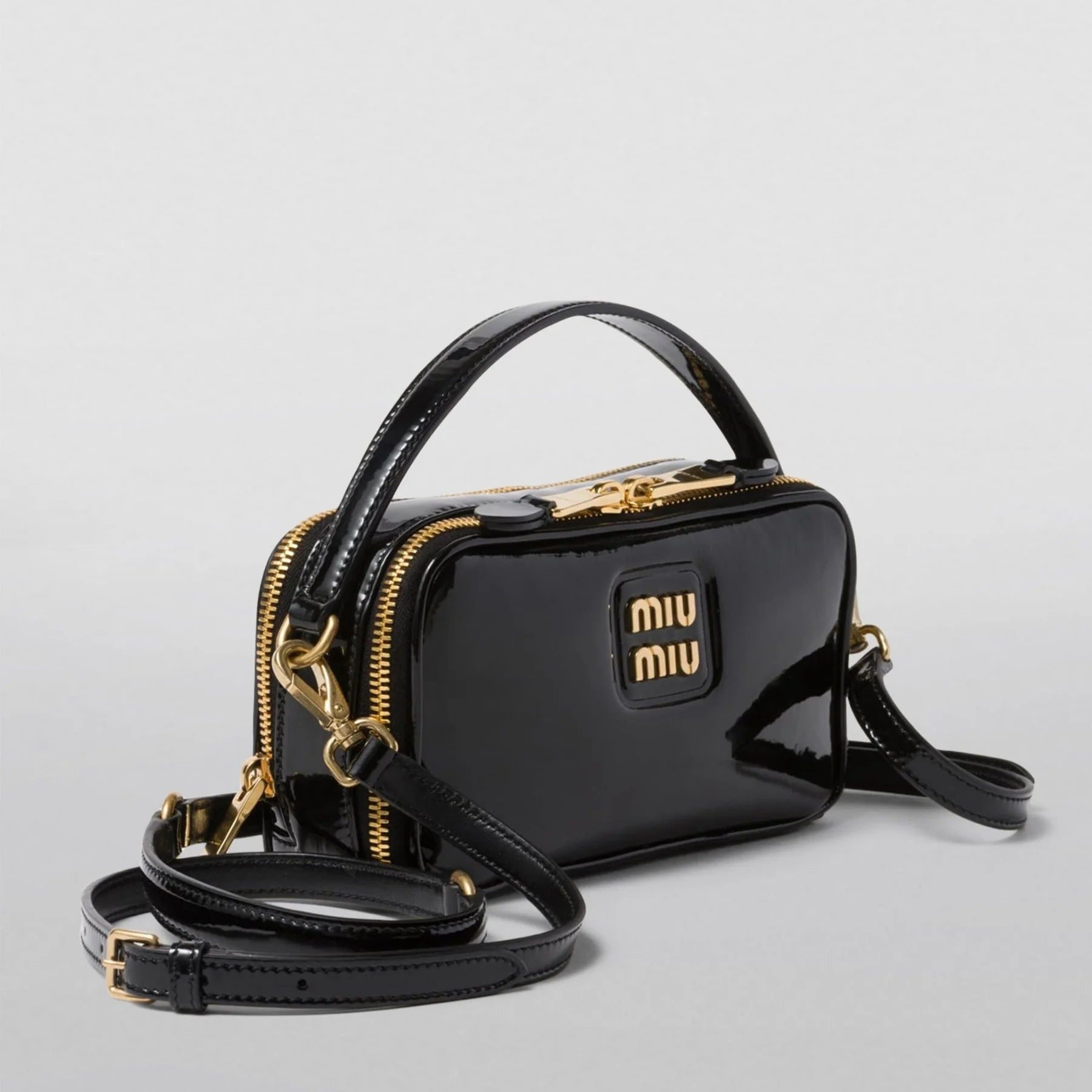 Miu Miu Patent Black Leather Shoulder Bag