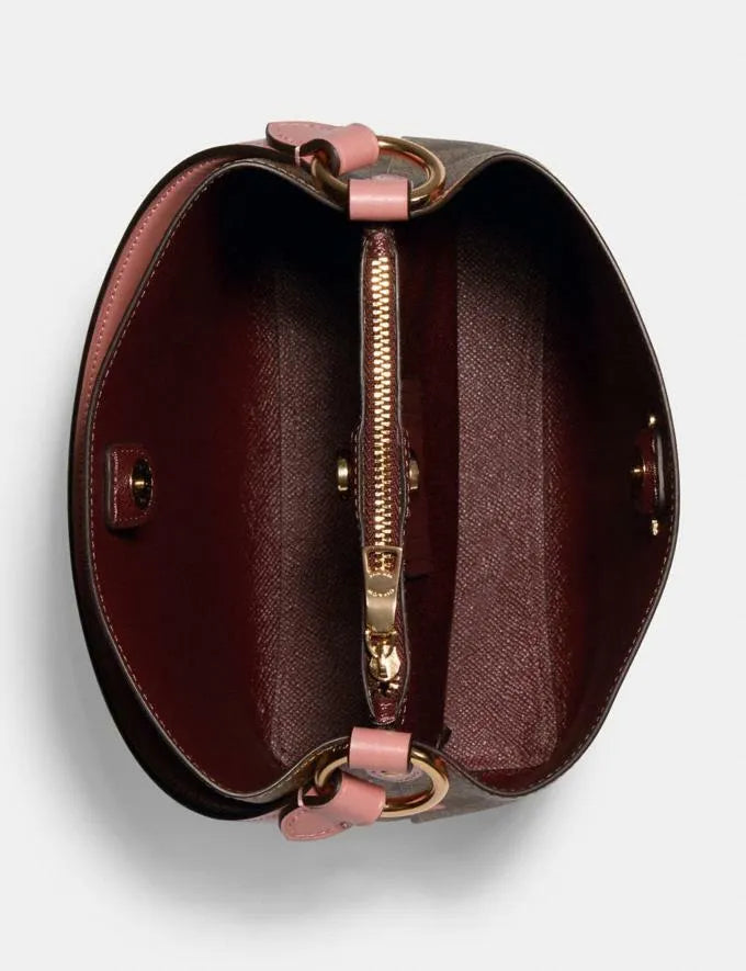 Coach Small Town Bucket Bag In Signature Canvas With Heart Floral Print