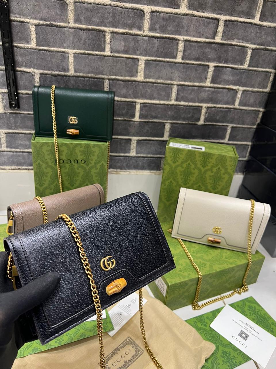 Gucci Diana wallet on chain in leather
