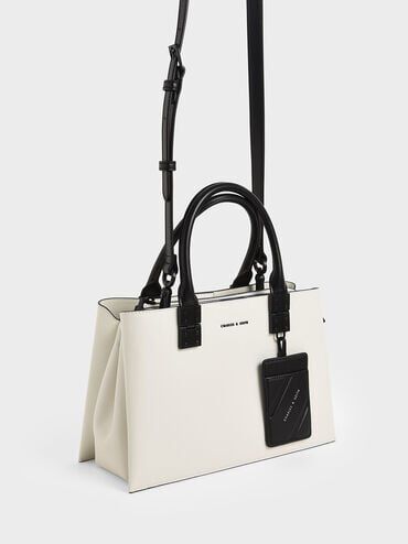 Charles & Keith Cameron Double Top Handle Bag - White