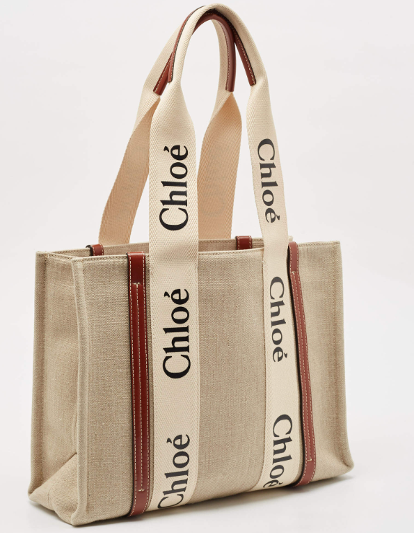 Chloè WOODY TOTE BAG IN LINEN