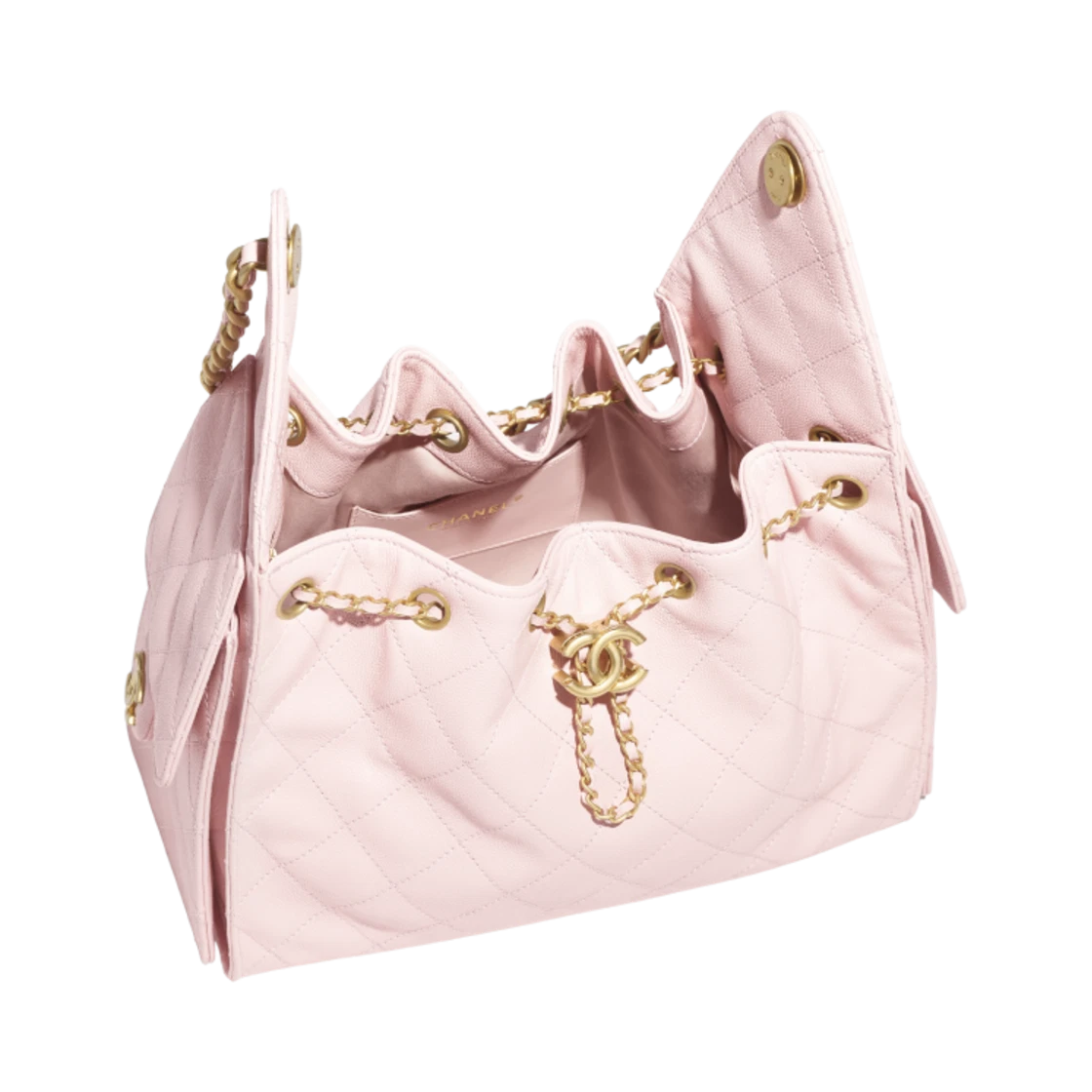 Chanel 25 Small Handbag Grained Calfskin & Gold Light Pink