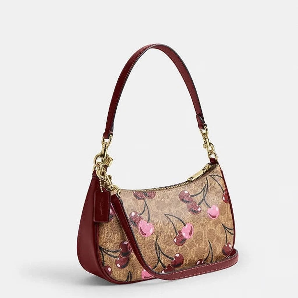 COACH Teri 2 way Cherry Print Shoulder Bag In Signature Canvas