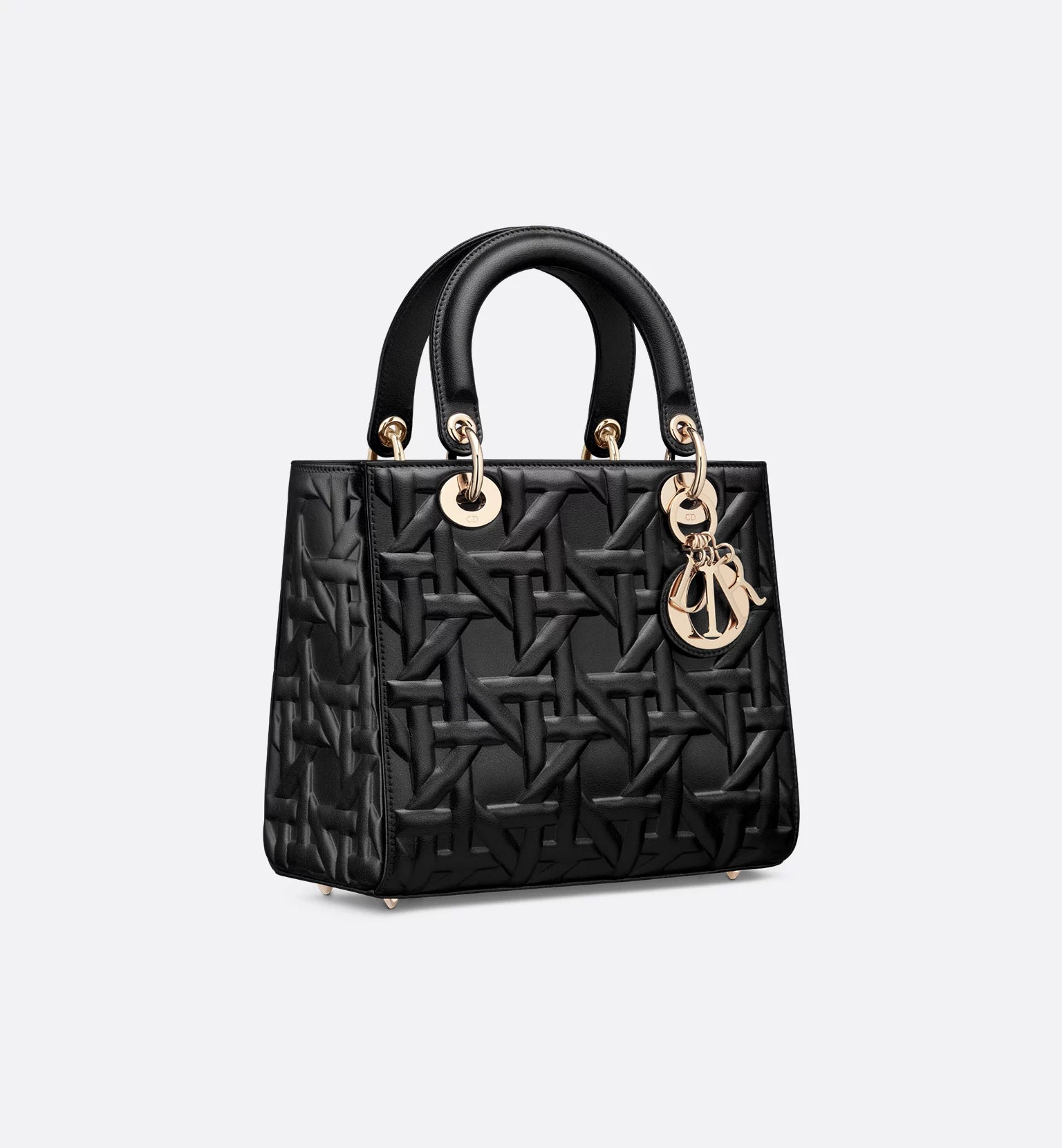 Medium Lady Christian Dior Bag in black Cannage lambskin.