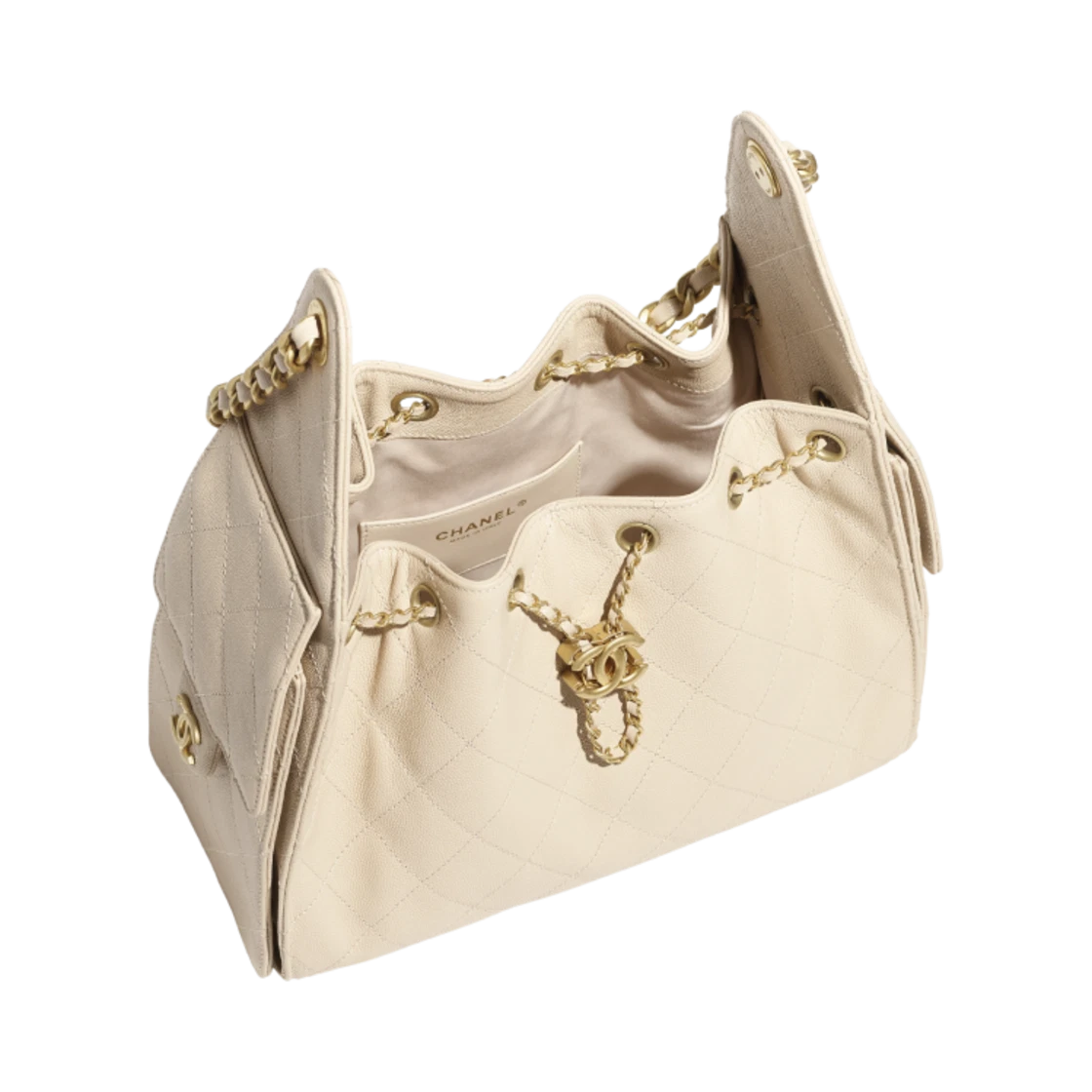 Chanel 25 Small Handbag Grained Calfskin & Gold Beige