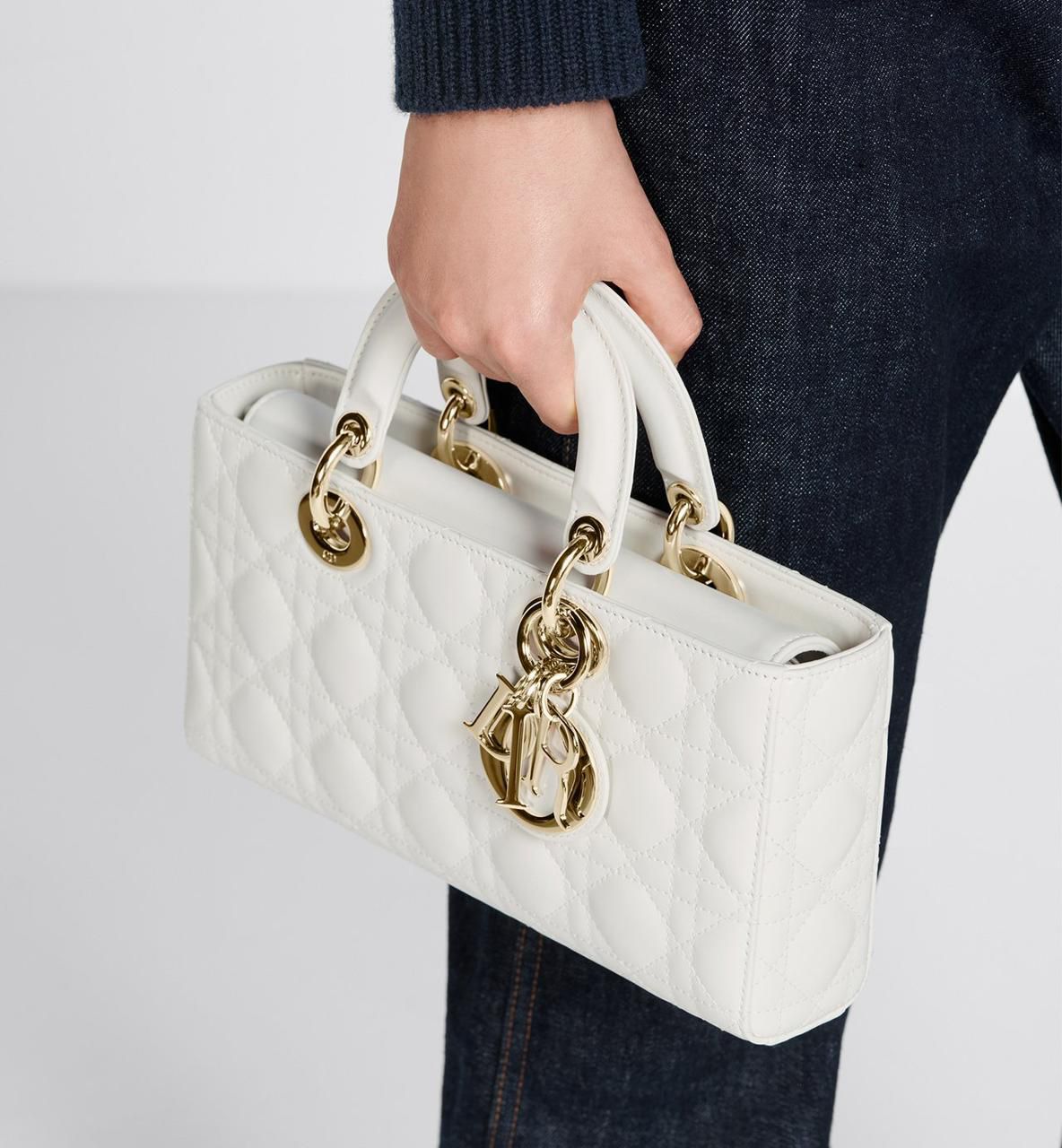 DIOR Small Lady D-Joy Bag Ivory Cannage Lambskin