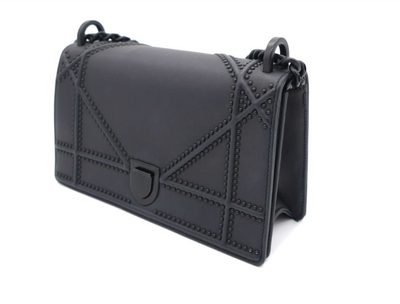 CHRISTIAN DIOR So Black Leather Small Studded Diorama Flap Shoulder Bag hover