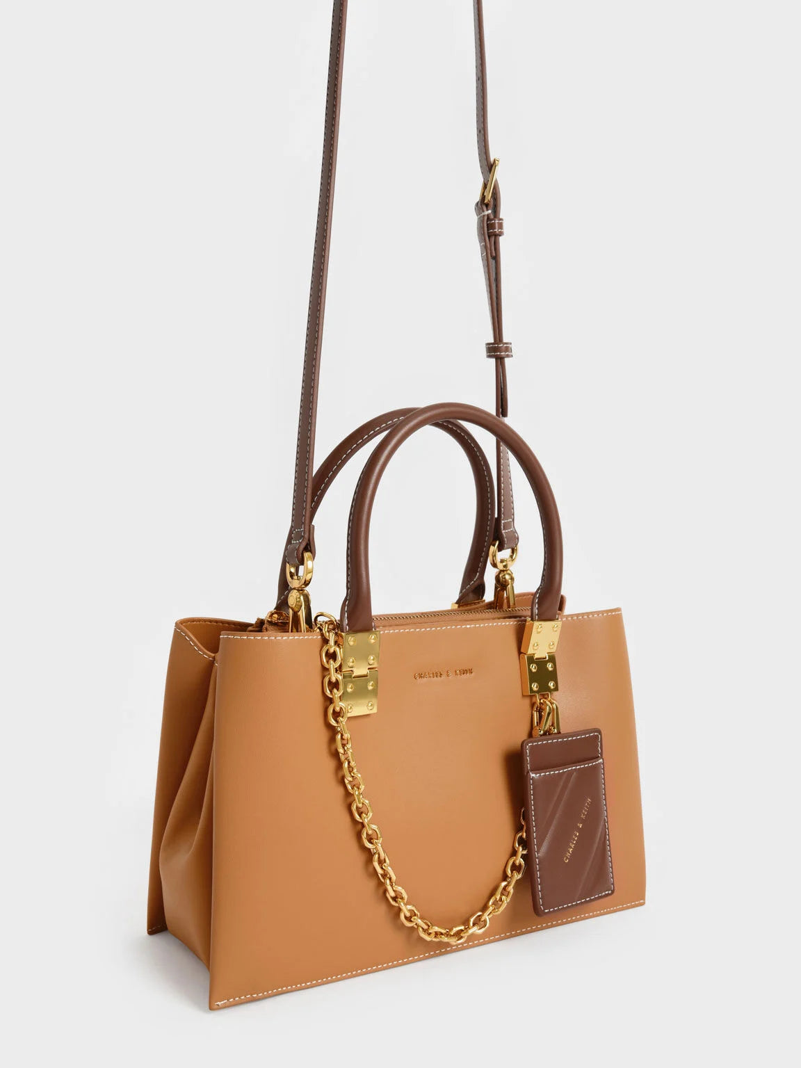 Charles & Keith Large Double Handle Handbag - Pumpkin