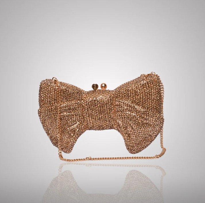 Gold Bow Swarovski Crystal Clutch