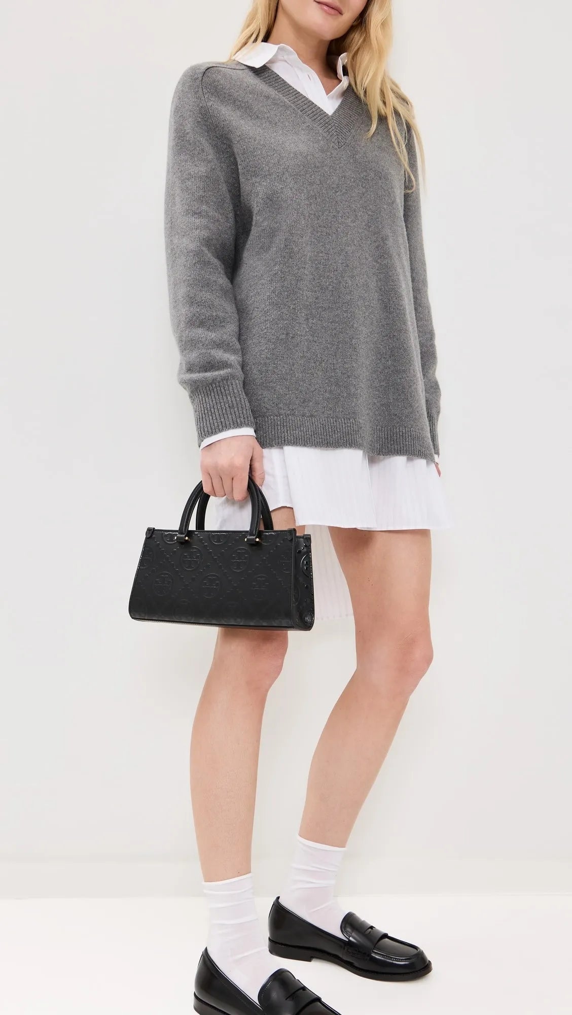 Tory Burch T Monogram Embossed Small East-West Tote