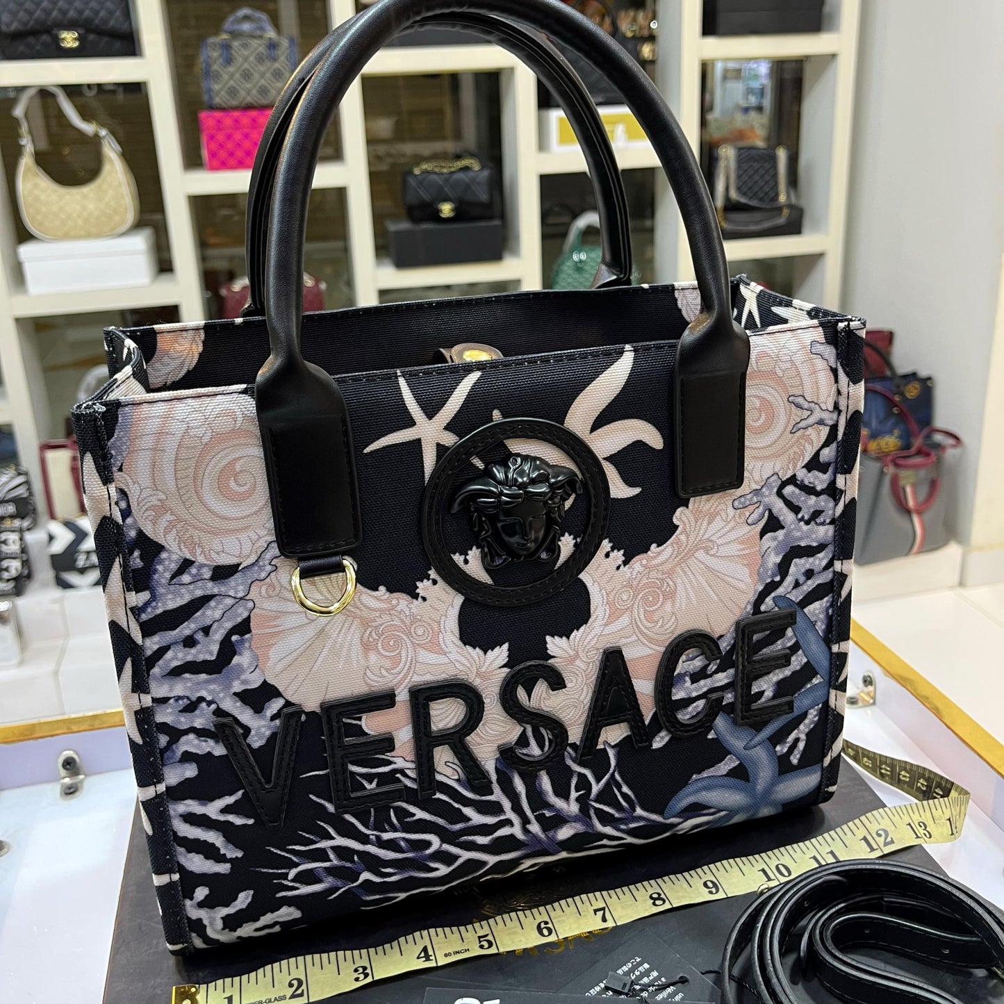 VERSACE Barocco Sea Canvas Tote Bag Black