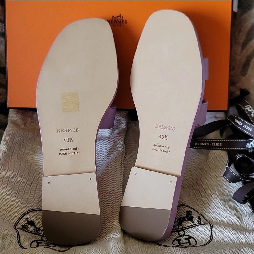 Hermes SANDAL LILAC PASTEL PURPLE LEATHER