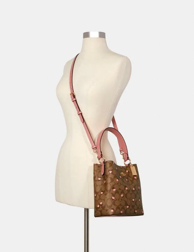 Coach Small Town Bucket Bag In Signature Canvas With Heart Floral Print