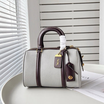 Coach Ruby Satchel Leather Shoulder Handbag Gray Gold