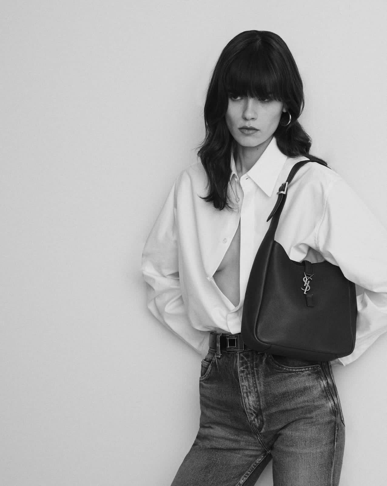 YSL LE 5 À 7 supple small IN GRAINED LEATHER