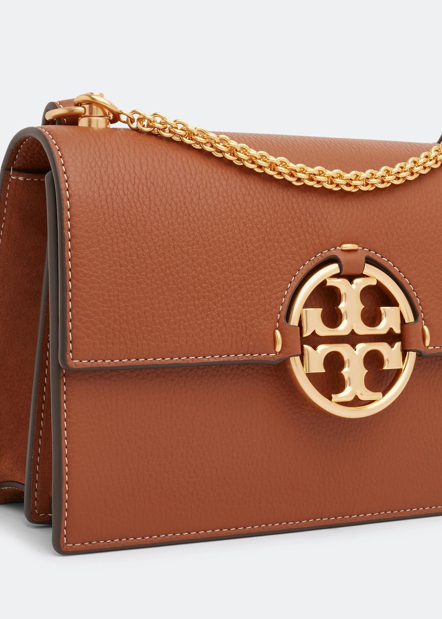 Tory Burch Brown Leather Miller Flap Shoulder Bag