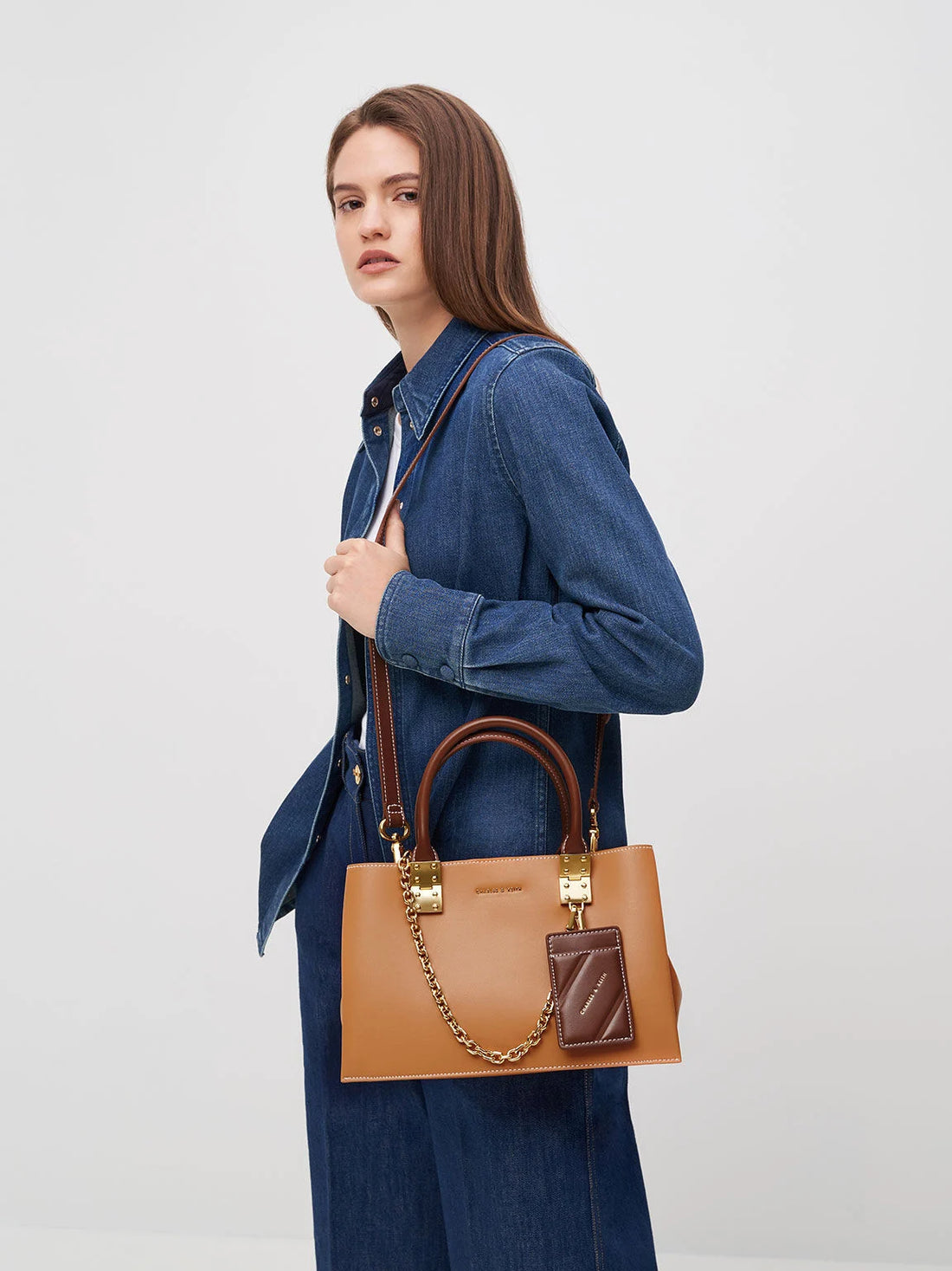 Charles & Keith Large Double Handle Handbag - Pumpkin