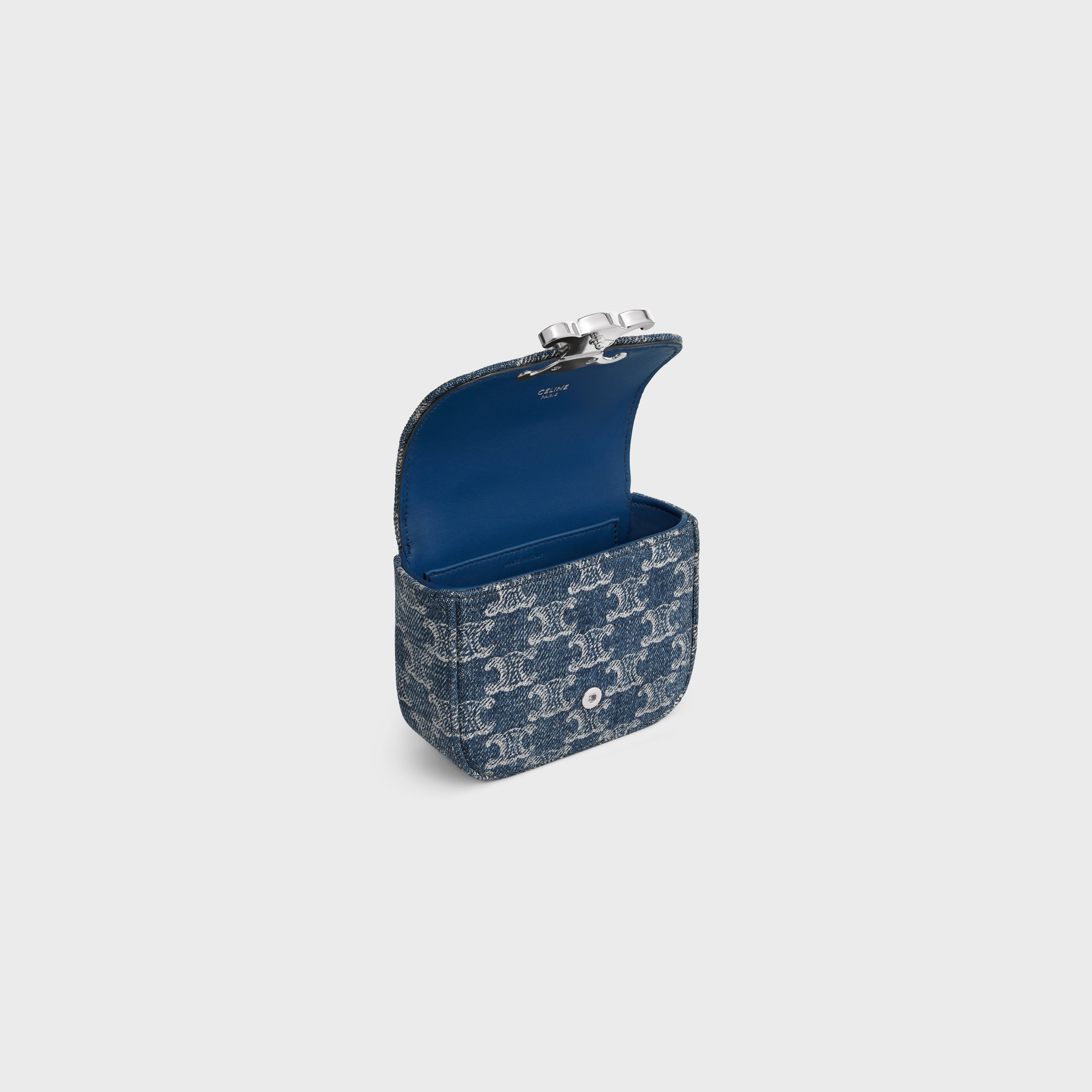 CELINE MINI CHAIN CLAUDE in DENIM WITH TRIOMPHE ALL-OVER