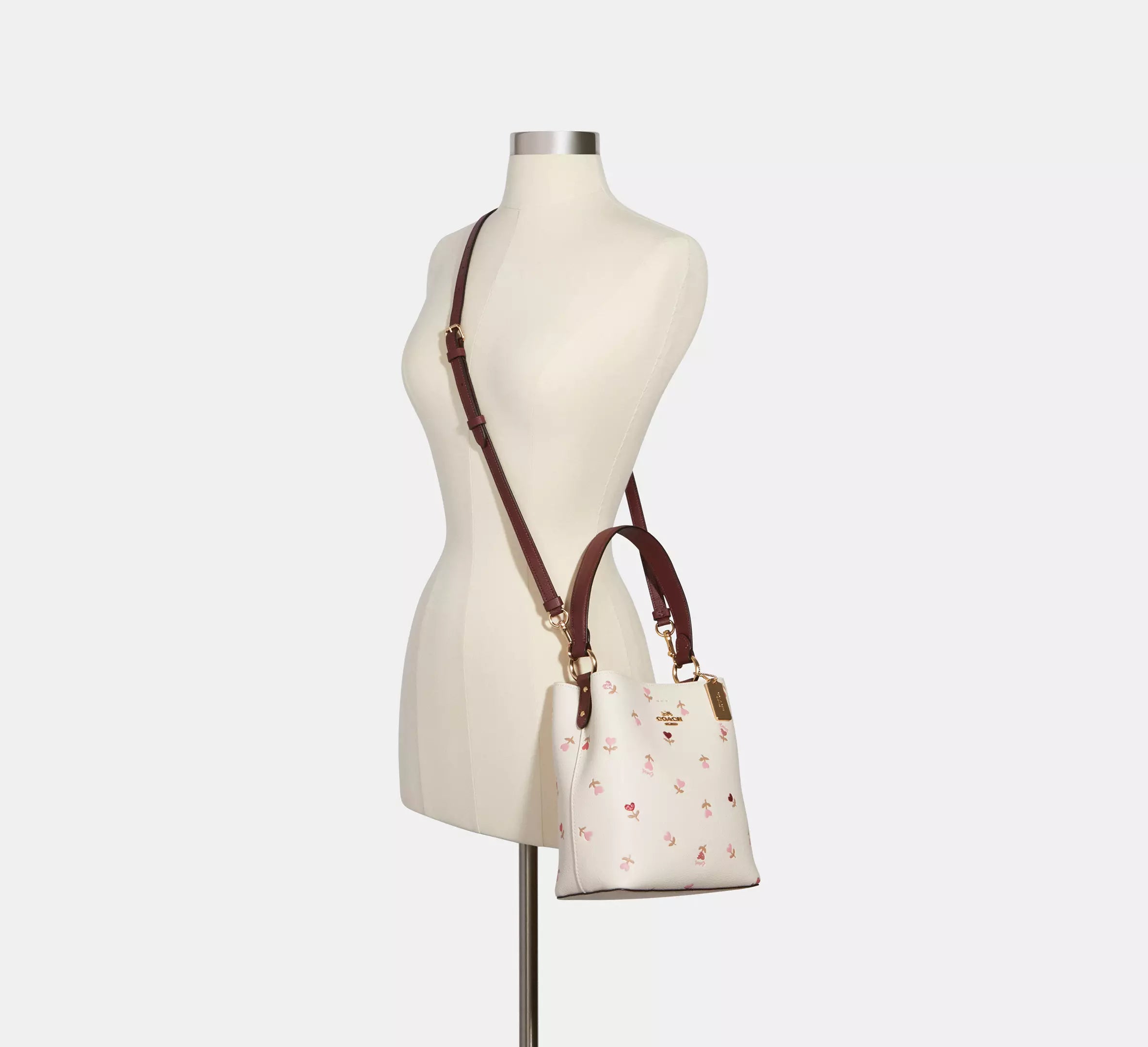 Coach Small Town Bucket Bag With Heart Floral Print
