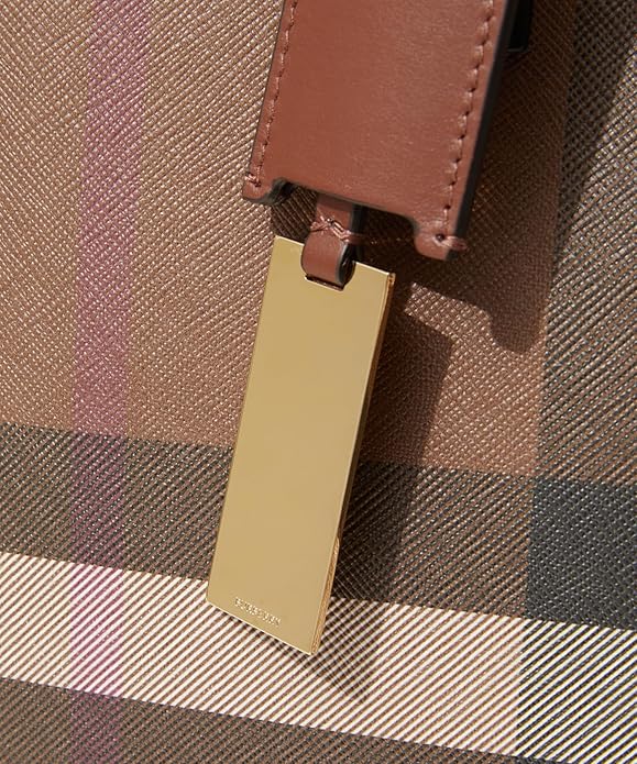 Burberry - Checked tote bag brown