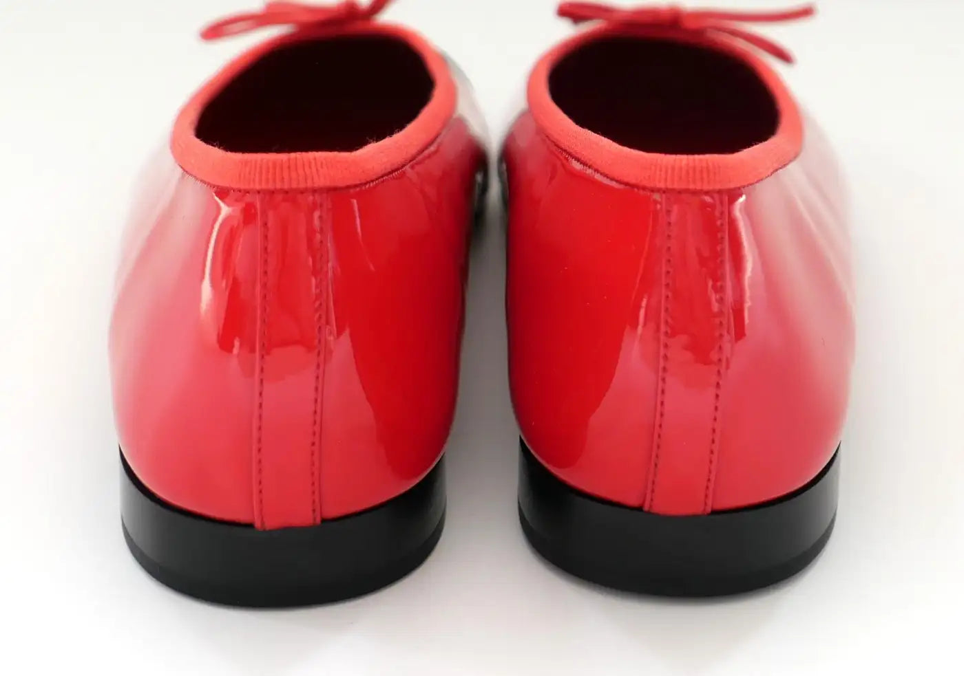Chanel Red Patent Leather CC Toe Ballet Flats