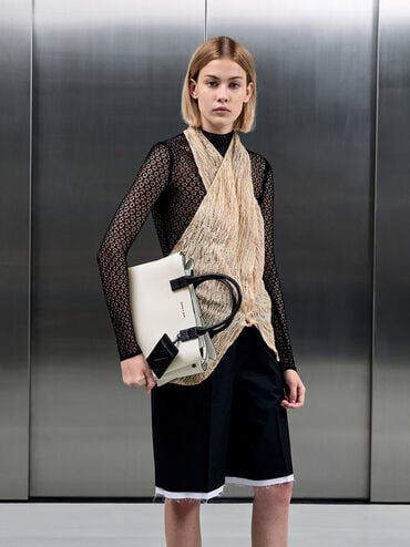 Charles & Keith Cameron Double Top Handle Bag - White