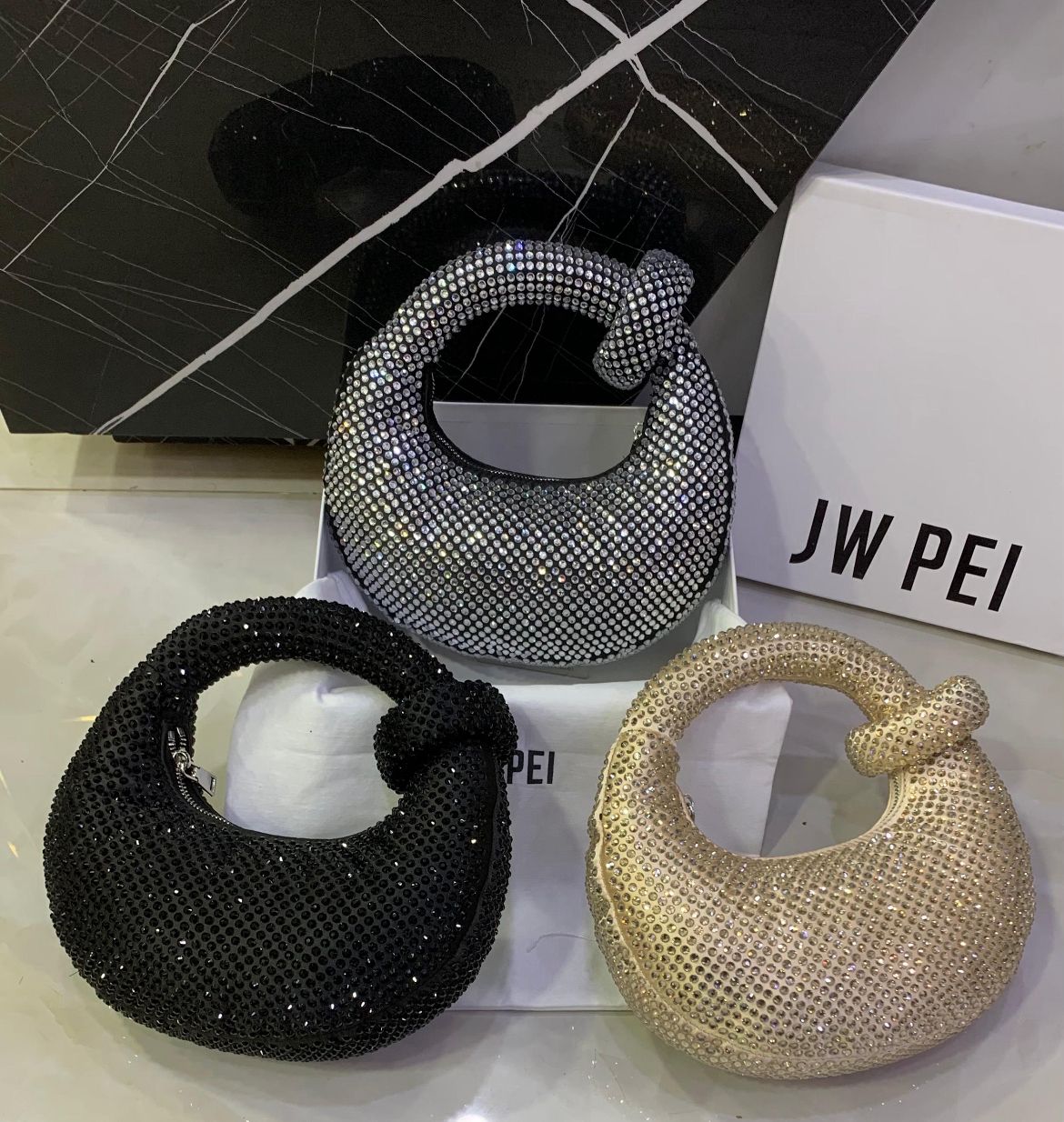 JW PEI Abacus Artificial Crystal Top Handle Bag