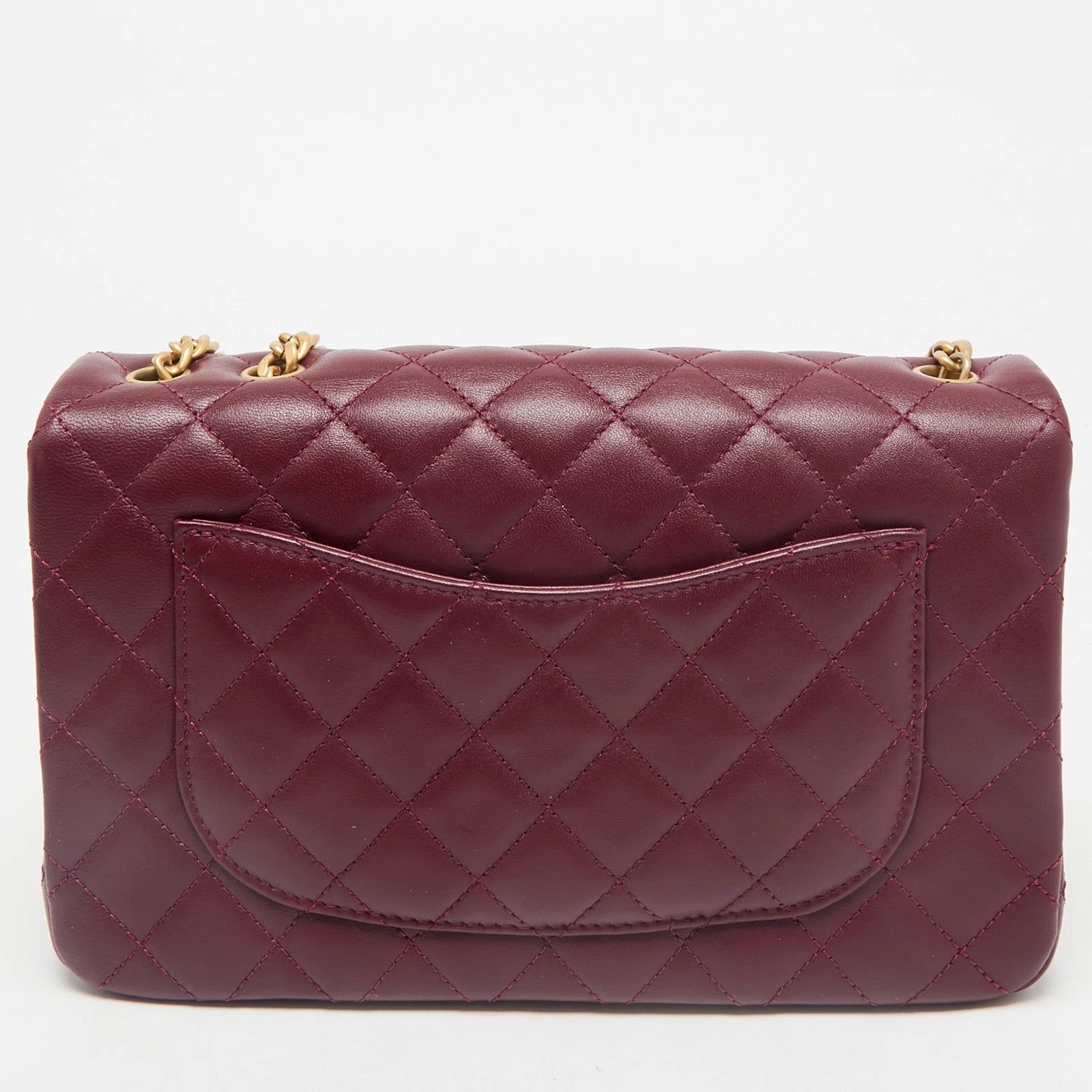 Chanel Burgundy Quilted Leather Medium Camellia Crush Flap Bag