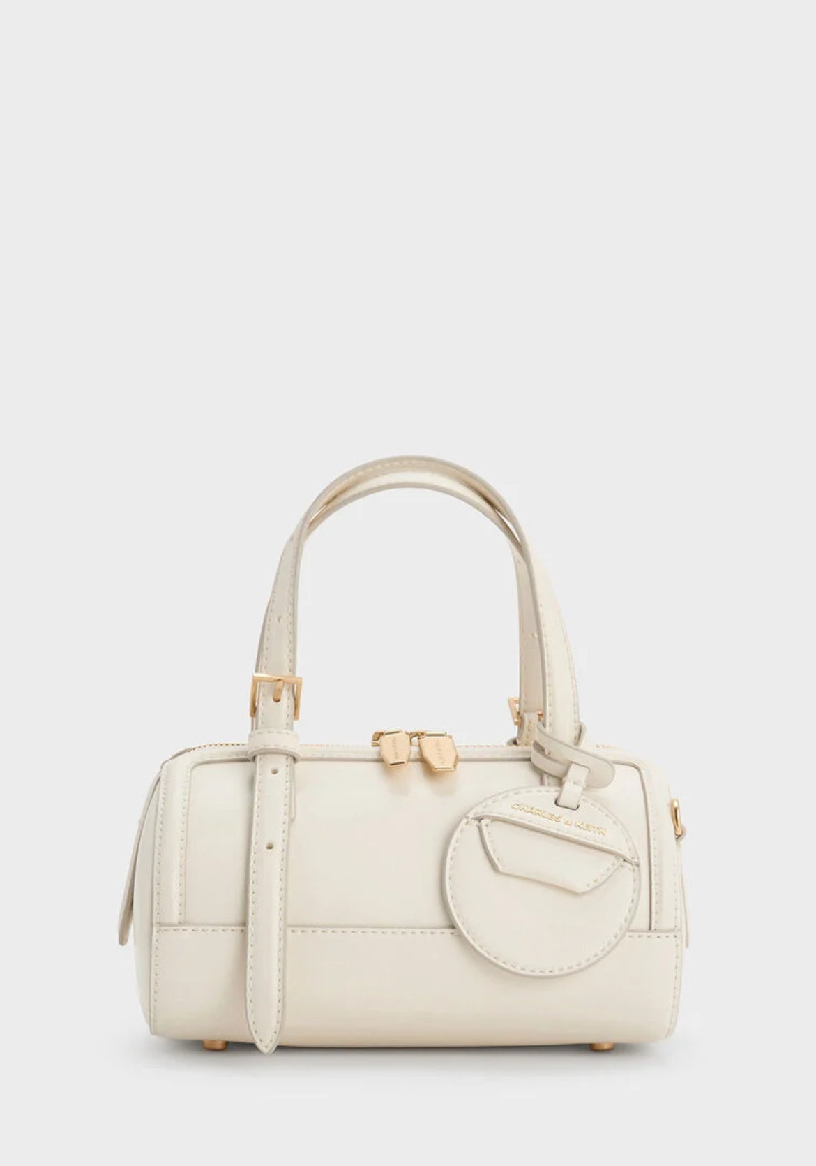 Charles & Keith Enola Bowling Bag - Cream