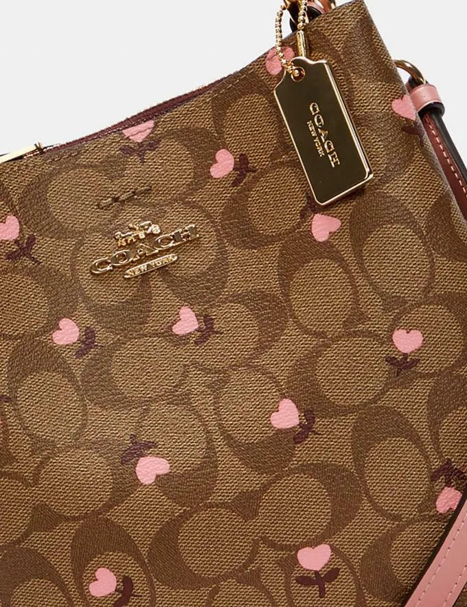 Coach Small Town Bucket Bag In Signature Canvas With Heart Floral Print