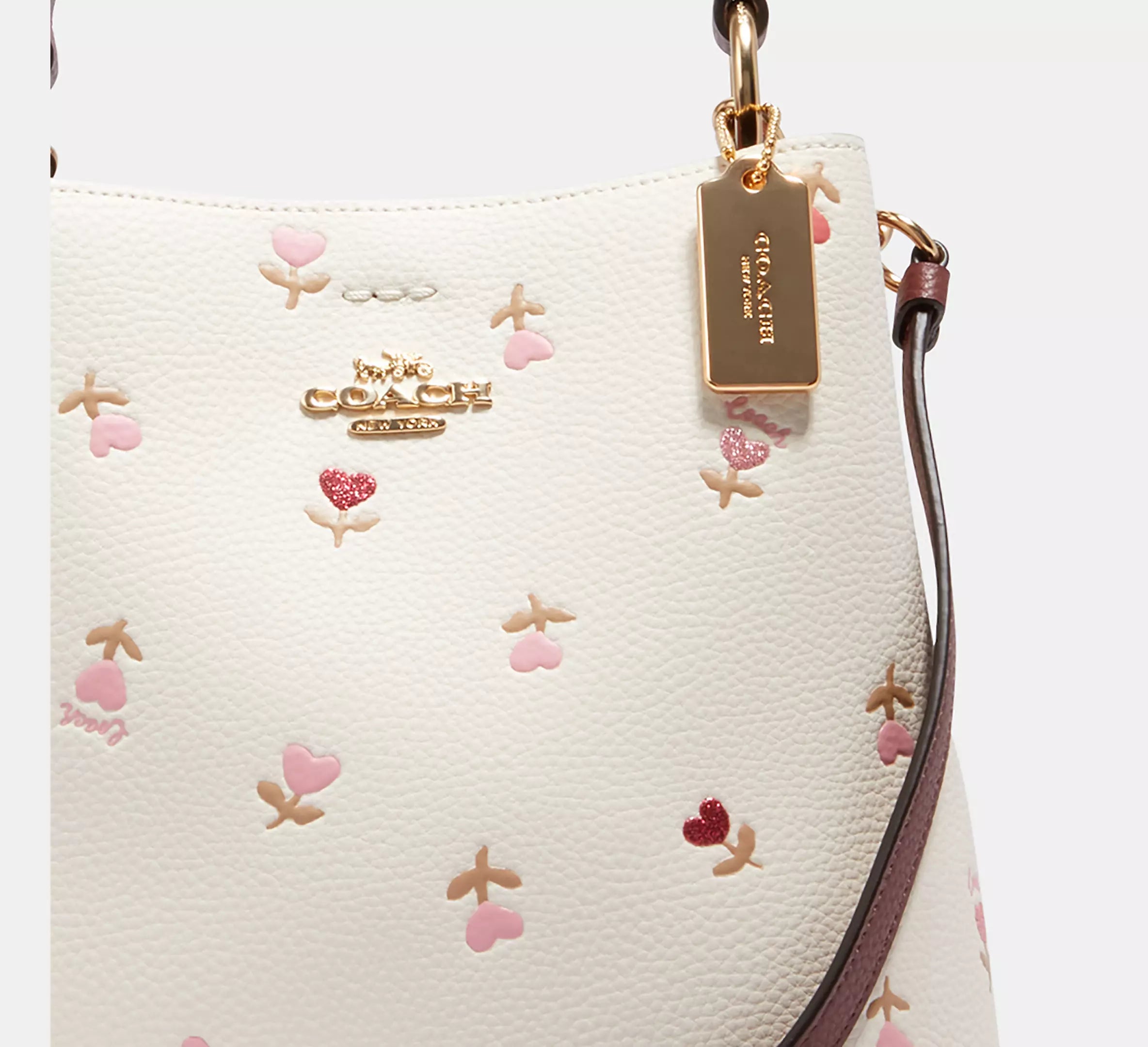 Coach Small Town Bucket Bag With Heart Floral Print