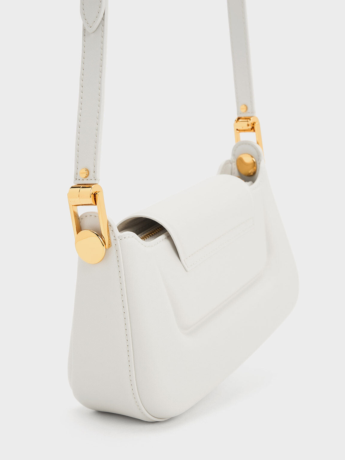CHARLES & KEITH Koa Push-Lock Top Handle Bag - White