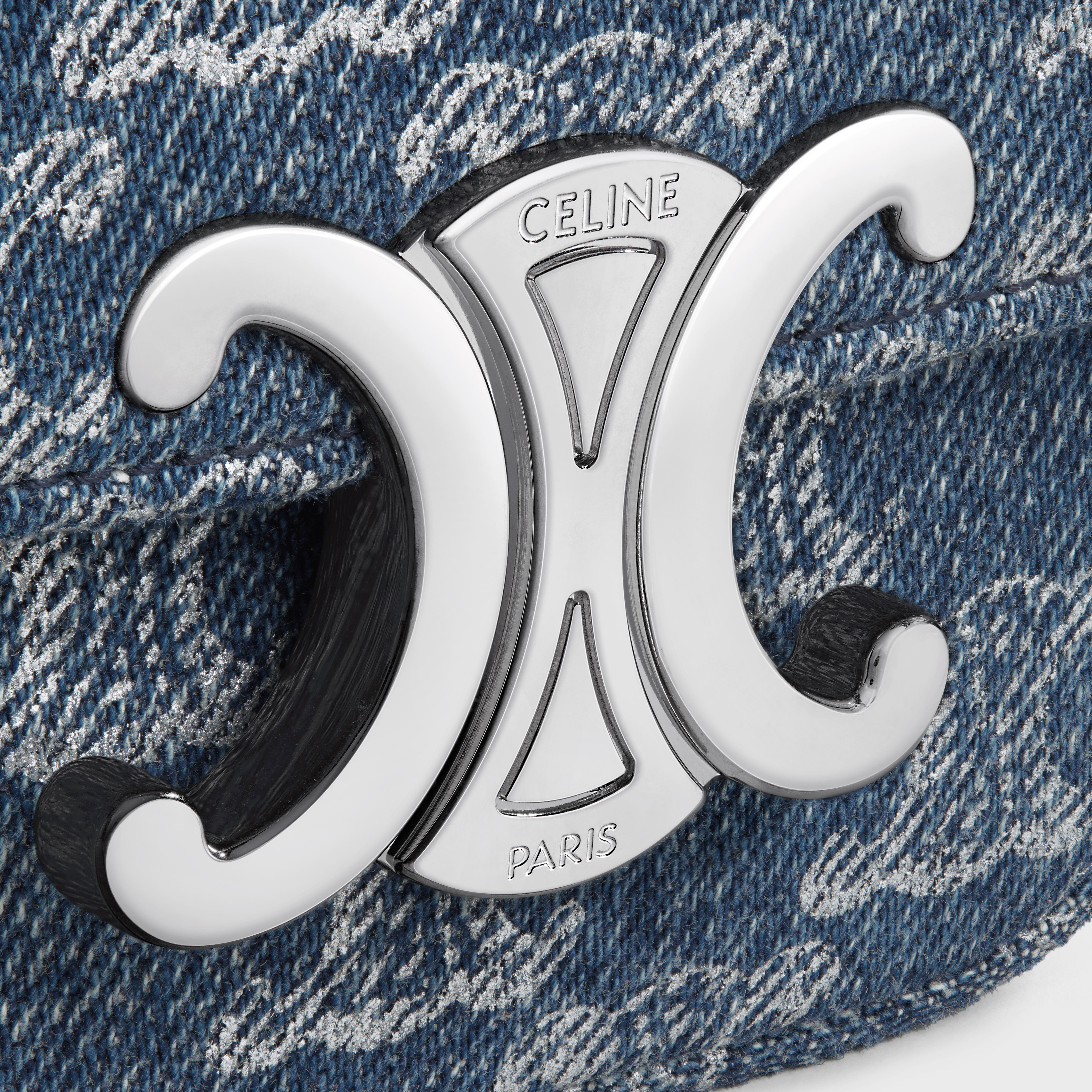 CELINE MINI CHAIN CLAUDE in DENIM WITH TRIOMPHE ALL-OVER