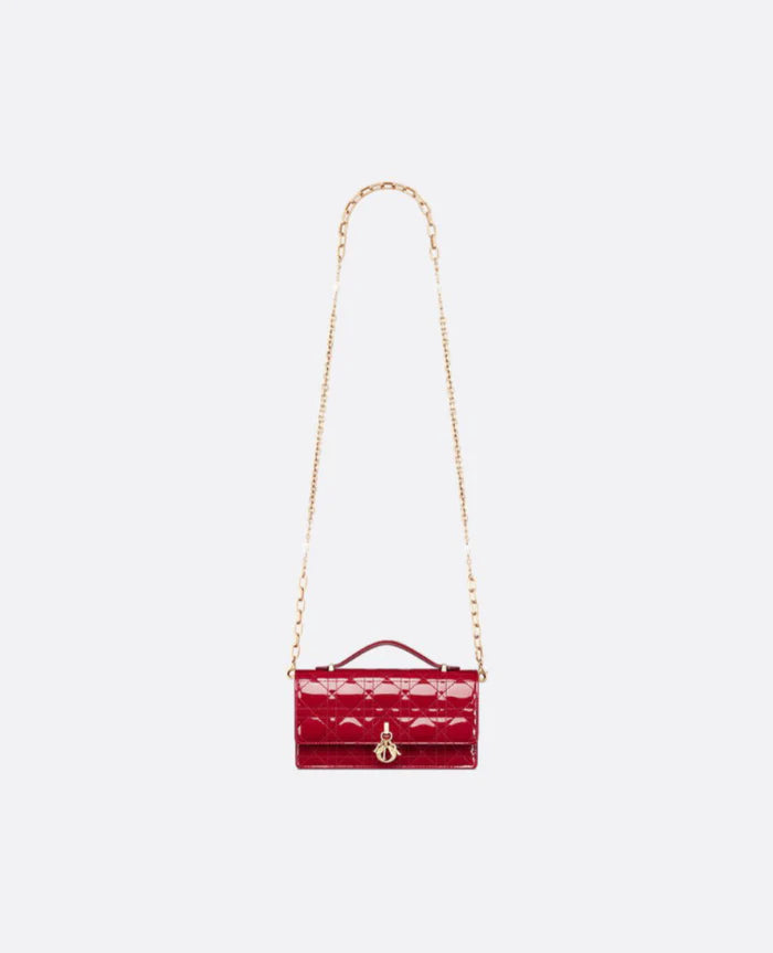 Dior Mini Bag Cherry Red Patent Cannage Calfskin