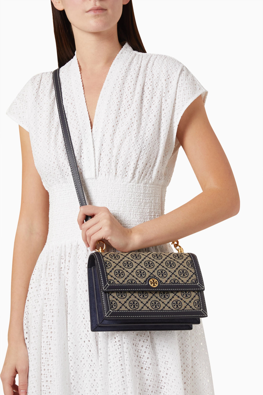 TORY BURCH T Monogram Shoulder Bag in Jacquard
