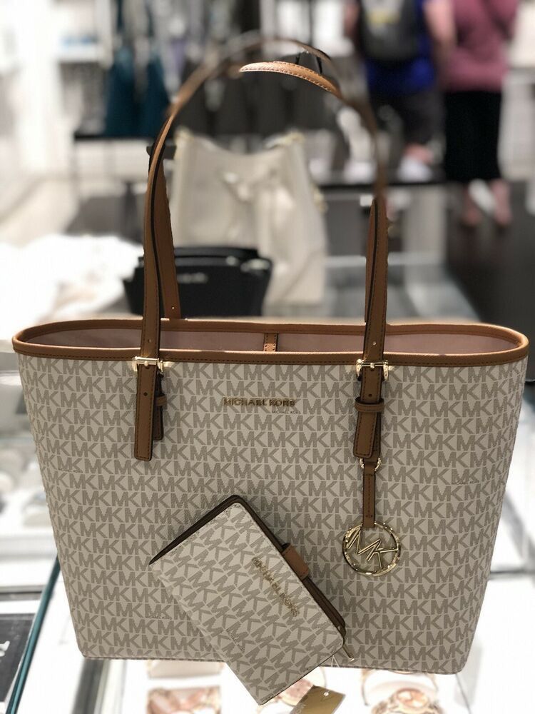 Michael Kors Tote Bags (brown/white) with clutch