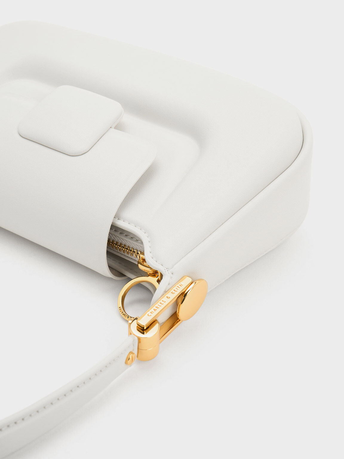 CHARLES & KEITH Koa Push-Lock Top Handle Bag - White