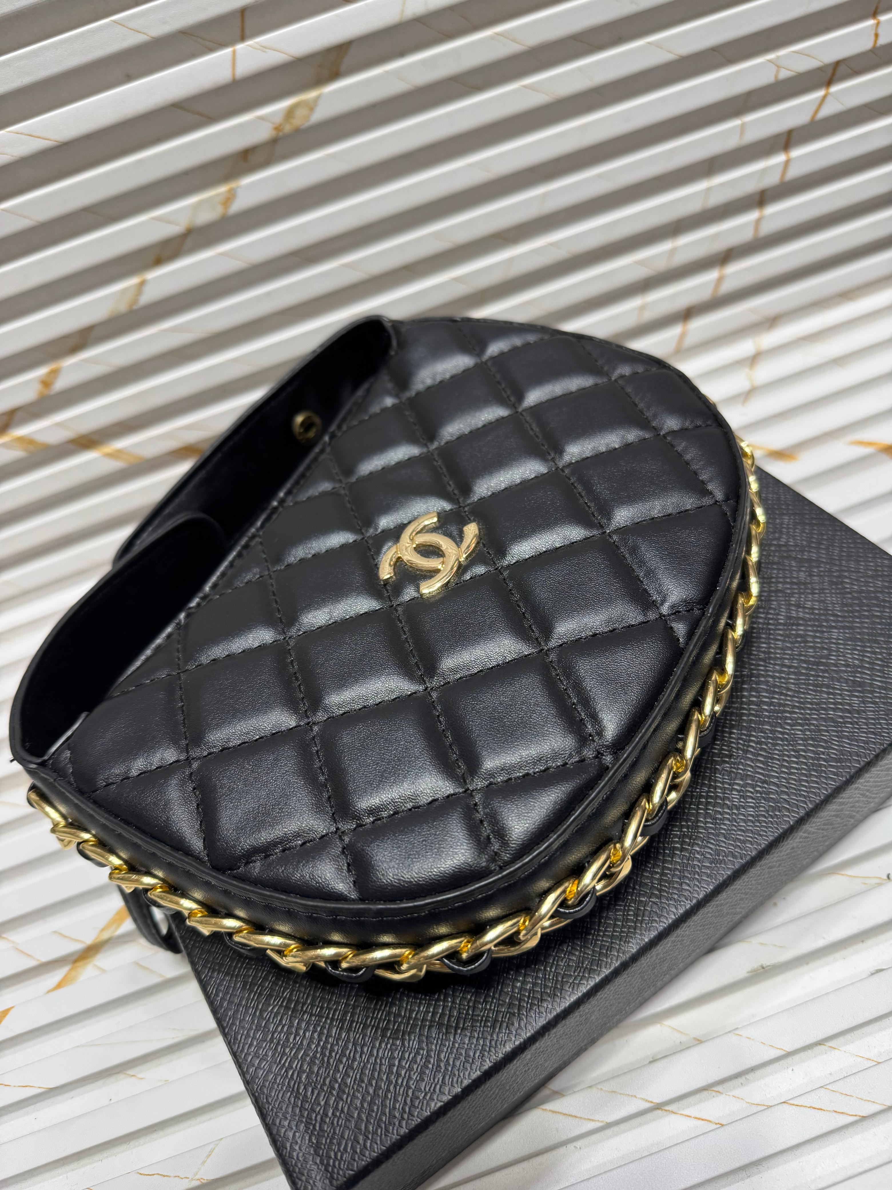 Chanel Women CC Small Flap Hobo Bag Grained Calfskin