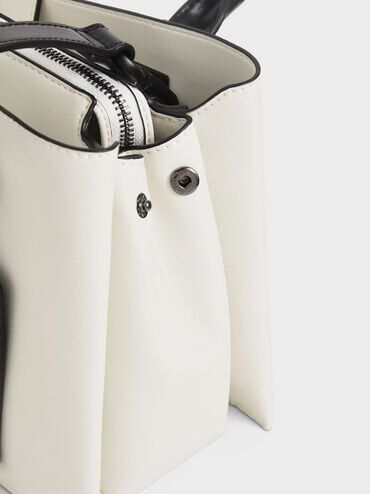 Charles & Keith Cameron Double Top Handle Bag - White