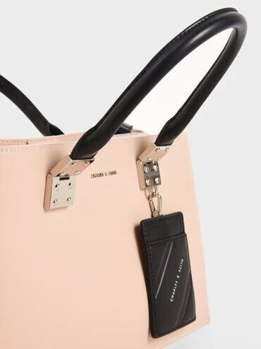 Charles & Keith Cameron Double Top Handle Bag - Pink